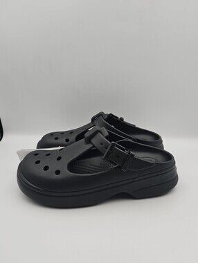 CROCS Black Women's Mary Jane Clog Mules with Buckle Strap